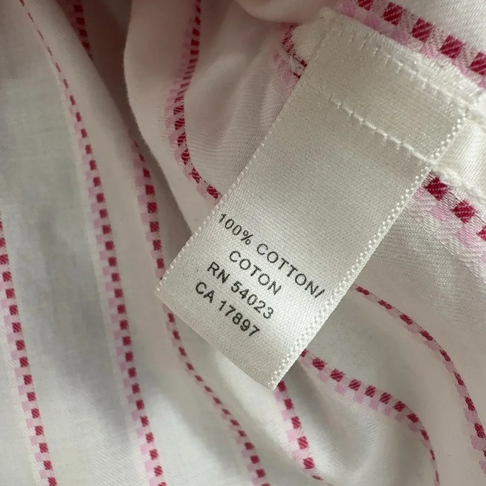 Banana Republic Button Down Men L White Cotton Striped Long Sleeve Classic Style